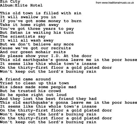 Emmylou Harris Song Sin City Lyrics