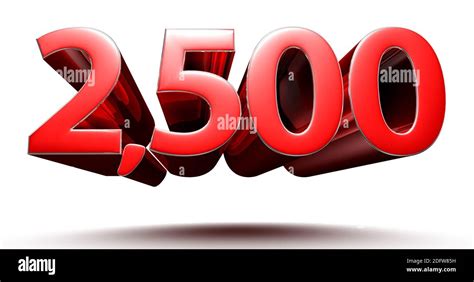 Números Rojos 2500 Aislados Sobre Fondo Blanco Ilustración