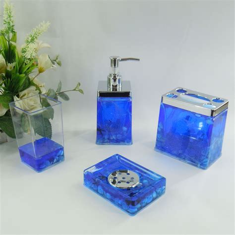 Blue Sea Conch Acrylic Bath Accessory Sets Blue Bathroom Accessories