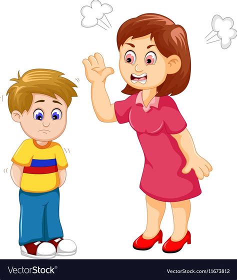 Cartoon Mather Scolding Her Son Royalty Free Vector Image Student