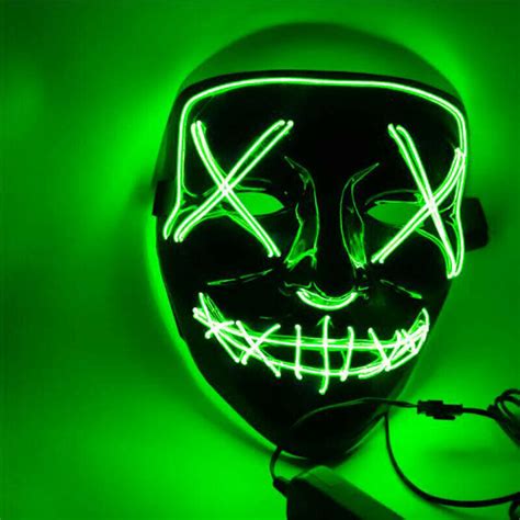 Halloween Led Glow Purge Mask 3 Modes El Wire Light Up The Movie