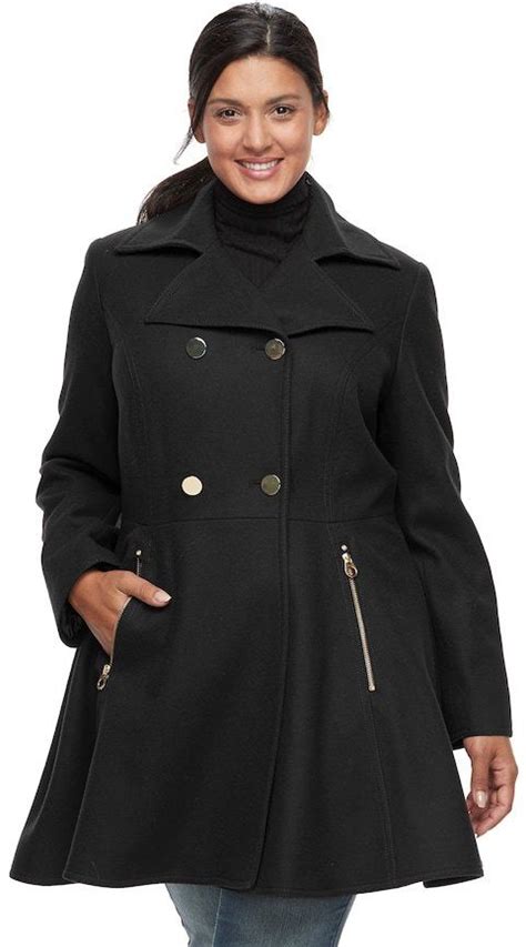 Apt 9 Plus Size Wool Blend Double Breasted Coat Military Jacket Women Coats Jackets Women