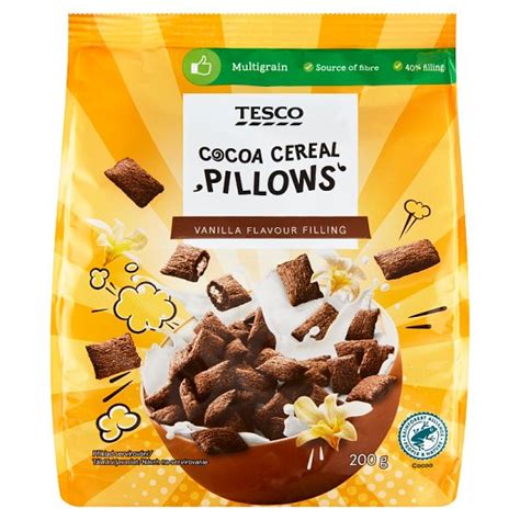 Tesco Cocoa Cereal Pillows With Vanilla Flavour Filling G Tesco