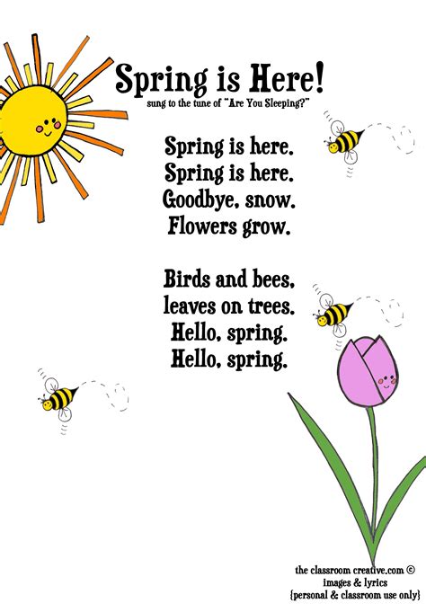 Five daughters, in the slant light on the porch, are bickering. bee poem or song for toddler | FREEBIE: Spring Song ...
