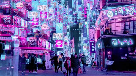 Neon Street Anime Wallpapers Wallpaper Cave