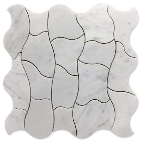 Carrara White Polished Marble Waterjet Mosaic Tile
