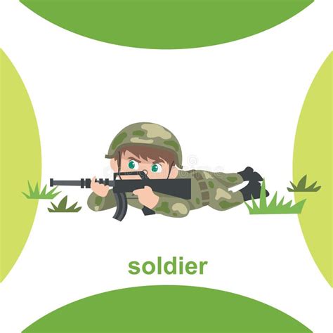 Colorful Flashcard Kidsâ€™ Profession Dream A Cute Soldier Boy Lay