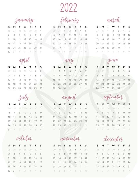 2022 Calendar Printable One Page World Of Printables