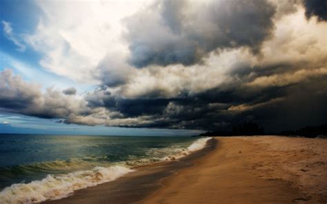 Storm Weather Rain Sky Clouds Nature Ocean Sea Waves Beach