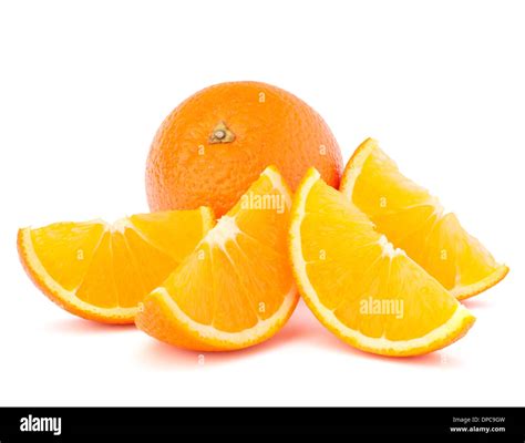Whole Orange Fruit And His Segments Or Cantles Isolated On White