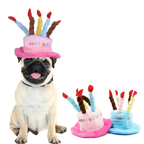 Cute Pets Dog Cats Birthday Caps Adjustable Corduroy Colorful Candles