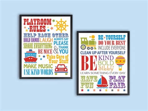 Playroom Rules Digital Set Of 2 8x10 And 11x14 By Especia On Etsy
