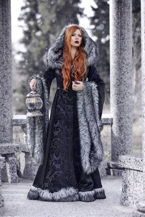 Goth Viking Queen Wedding Dress With Sleeves Unique Faux Fur Etsy