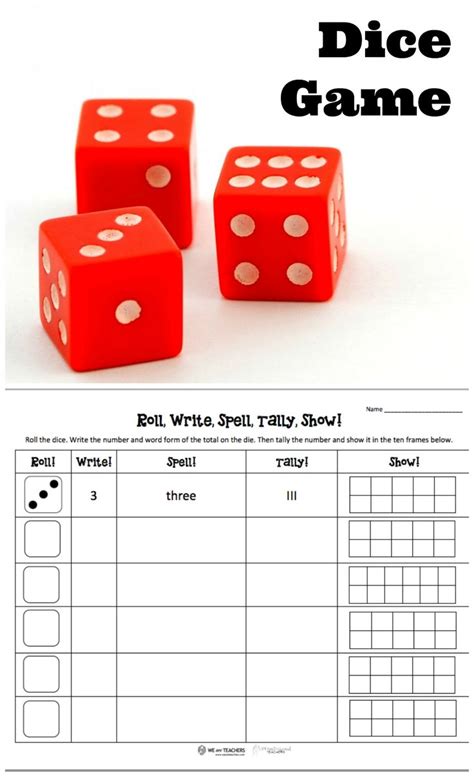 Free Printable Of The Week Roll Dice Write And Tally The