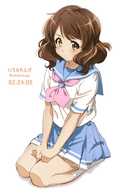 Safebooru 1girl Anime Coloring Blue Sailor Collar Blue Skirt Blush Brown Eyes Brown Hair