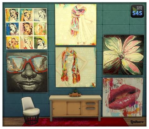 Lintharas Sims 4 Paintings “touch Of Colours” And Paintings “wood