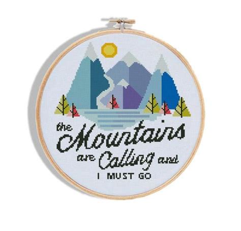 Mountains Cross Stitch Pattern Forest Explorer Geometric Baby Etsy