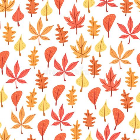 Seamless Autumn Leaves Pattern Stock Vector Illustration Of Cartoon