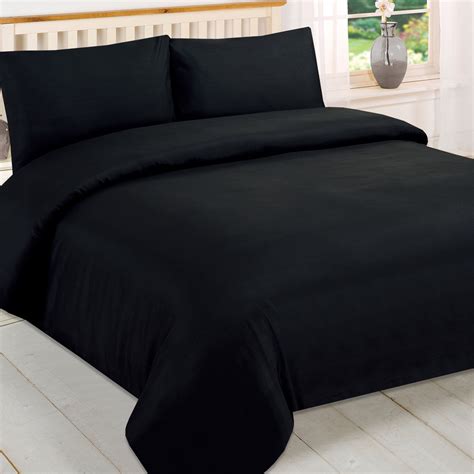 Brentfords Plain Black Duvet Cover And Pillowcase Bedding Set Single