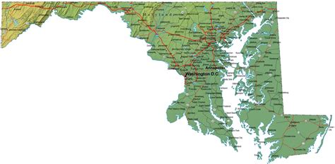 Detailed Maryland Map Md Terrain Map