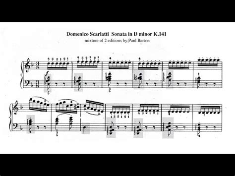 9 from essercizi per gravicemba. Scarlatti Sonata in D minor K.141 with FREE SHEET MUSIC ...