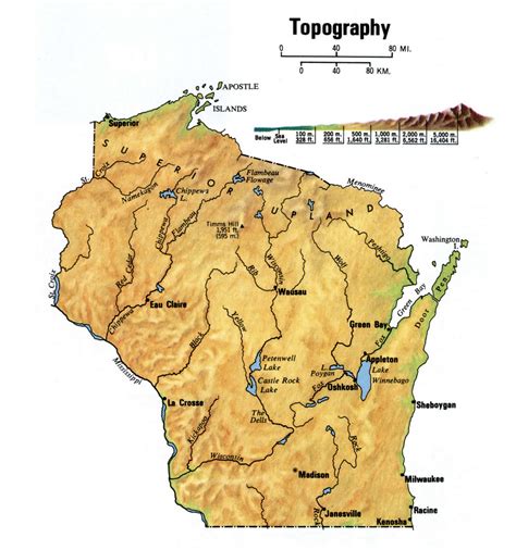 Free Topographic Map Of Wisconsin United States Map