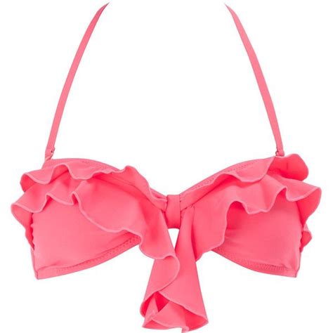Pink Ruffle Bandeau Bikini Top 8 Liked On Polyvore Featuring