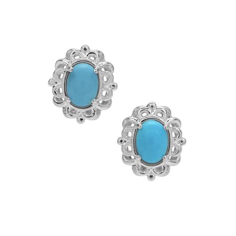 1 70ct Sleeping Beauty Turquoise Sterling Silver Earrings Gemporia