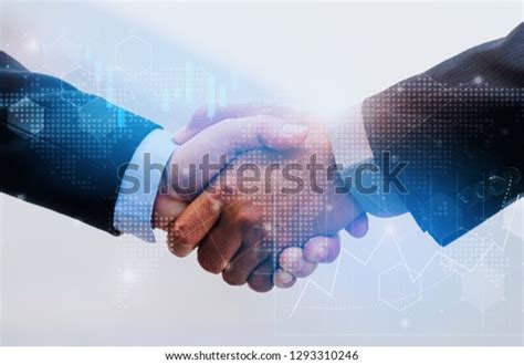 Business Man Handshake Effect Chart Stock Stock Photo Edit Now 1293310246