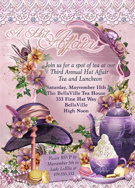 Tea Party Invitations Hat Tea Parties Hat Party Invitations Etsy