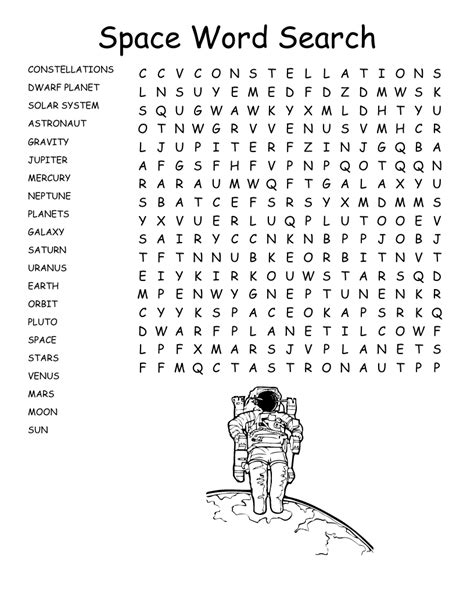 Solar System Vocabulary Word Search