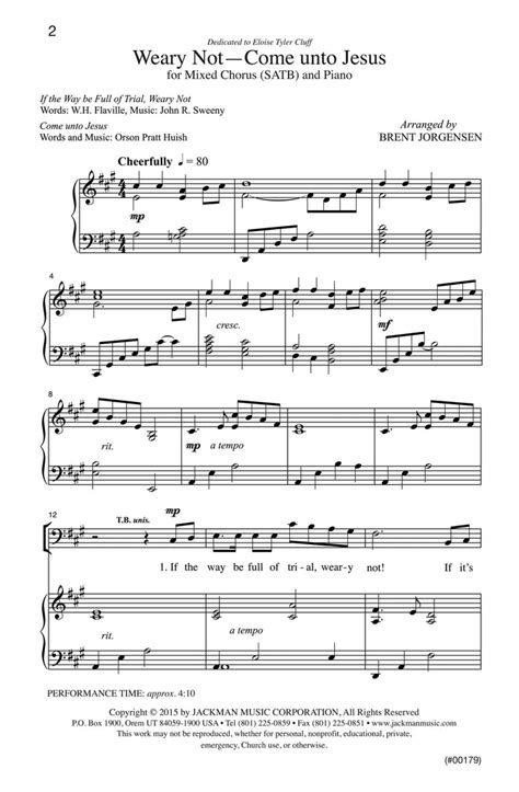 Weary Not Come Unto Jesus Satb And Piano — Jackman Music