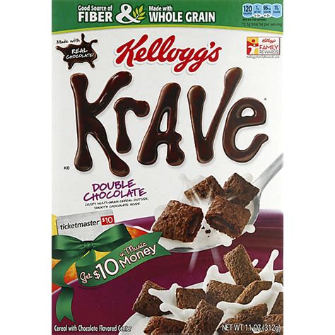 Kellogg’s Krave Breakfast Cereal Double Chocolate Good Source Of Fiber 11 Oz Box Cereal