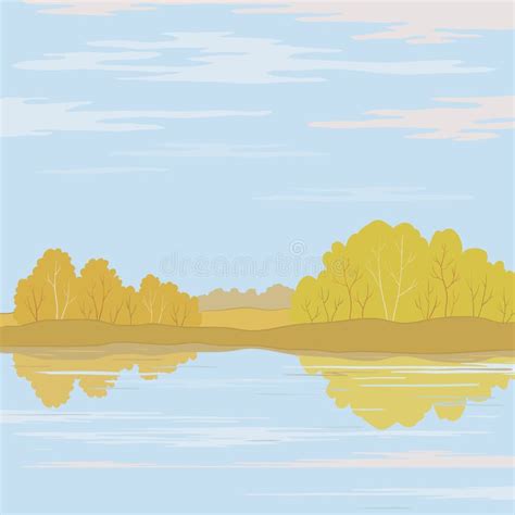 Landscape Forest River Outline Stock Vector Illustration Of Foliage