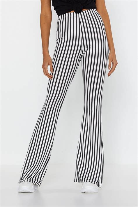 stripe flared pants roupas