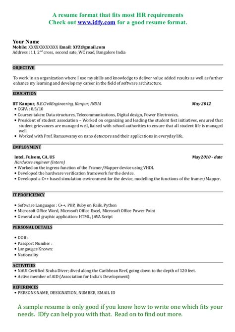 Free resume builder online india