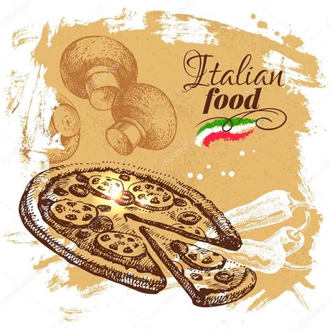 Hand Drawn Sketch Italian Food Background — Stock Vector © Pimonova
