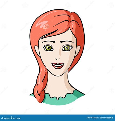 Avatar Of A Girl With Red Hairavatar And Face Single Icon In Cartoon Style Raterbitmap Symbol