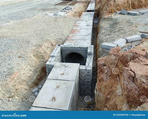 Underground Precast Concrete Box Culvert Drain Under Construction At