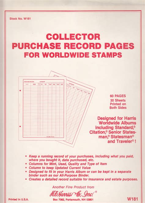 He Harris W181 Stamp Album Pages World Purchase Records