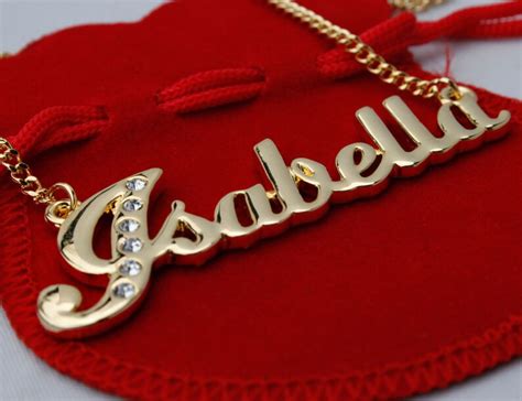 Name Necklace Isabella Gold Plated 18ct Personalised Etsy