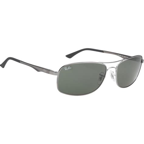 Ray Ban Rectangle Frame Sunglasses In Silver For Men Gunmetal Lyst