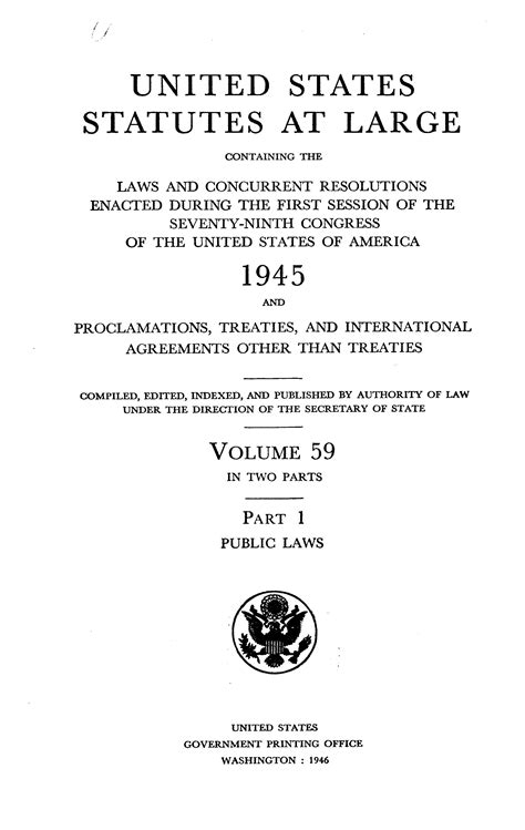 U S Statutes At Large Volume 59 1945 1946 79th Congress Session 1 Library Of Congress