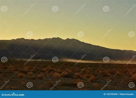 Mojave Desert Dusk Mountain Landscape Dusty Trail Stock Photo Image