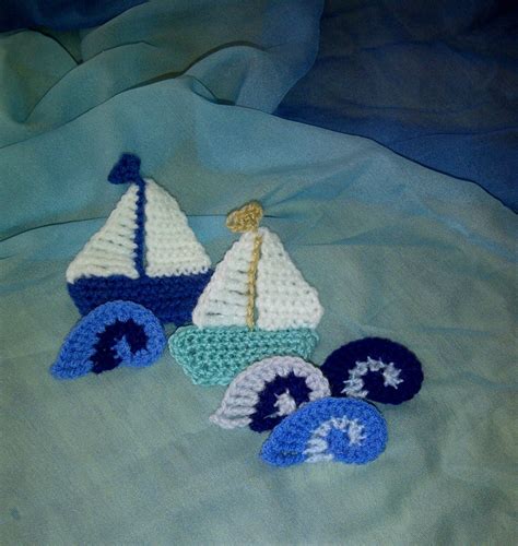 Pattern Crocheted Boat And Wave Appliques By Binkleblossoms Etsy