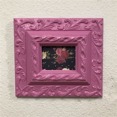 Picture Frame Upcycled Handpainted Pink 3x4 Photo Frame Etsy
