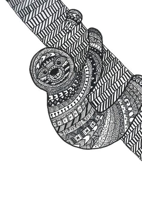 Zentangle Sloth Art Print Products Art And Sloths