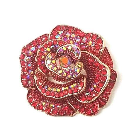 red rose with rhinestone brooch women s accessories pin t idea unbranded vintage ladies