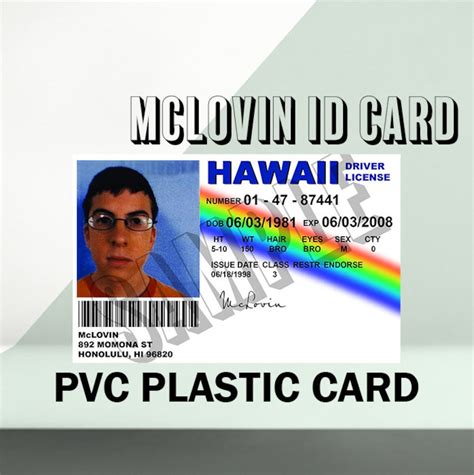 Mclovin Superbad Plastic Id Card Film Novelty Prop Replica Etsy Uk