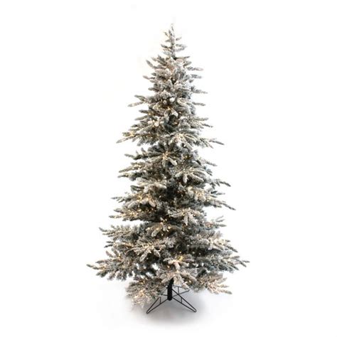 65′ Prelit Slim Snow Flocked Christmas Tree With Warm